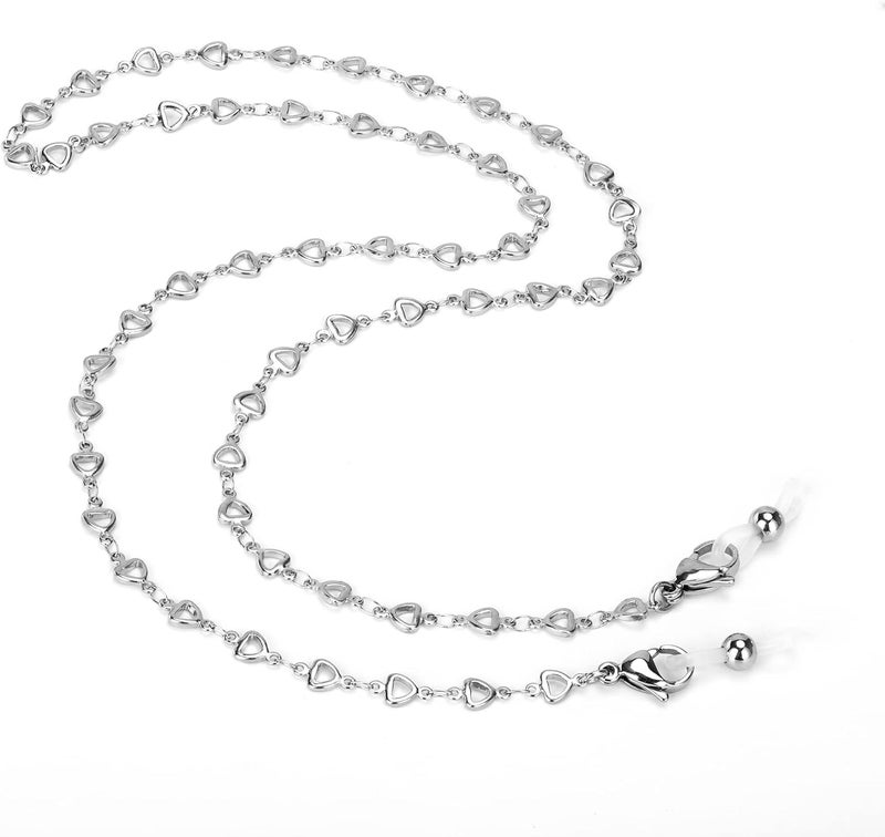 Hongeely Eyeglass Chain Silver Stainless Steel Handmade Necklace for Reading Glasses Sunglass Beaded Chains for Men Women - Image 2